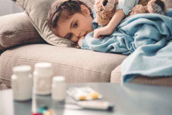 Little girl having a cold