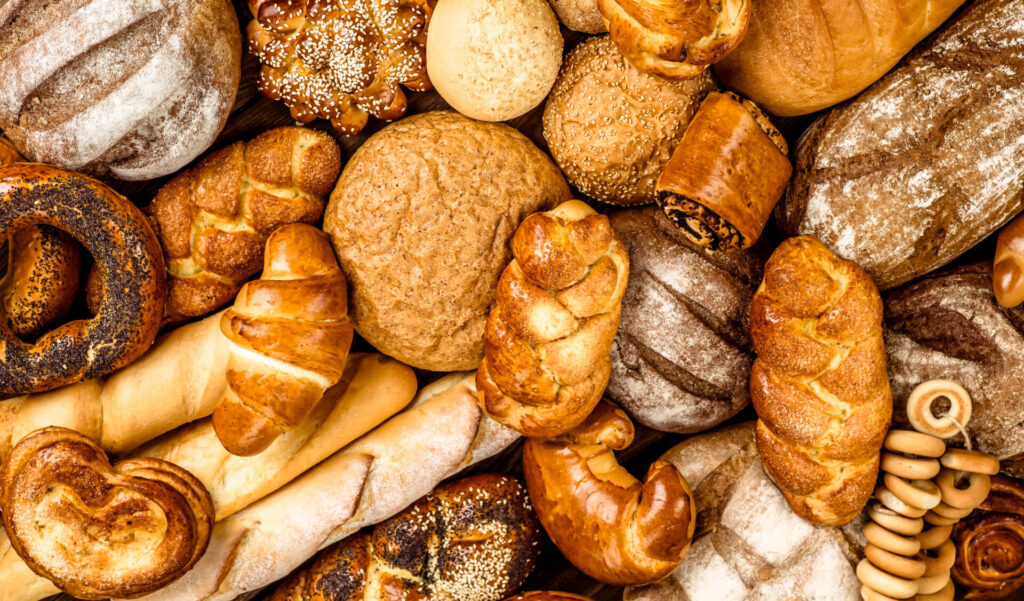 Fresh fragrant bread on the table. Food concept